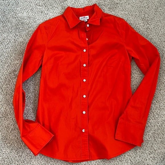 J. Crew Tops - 🌟J. Crew Cotton Stretch Poplin Button Down Shirt in “Vibrant Flame”, XS.🌟